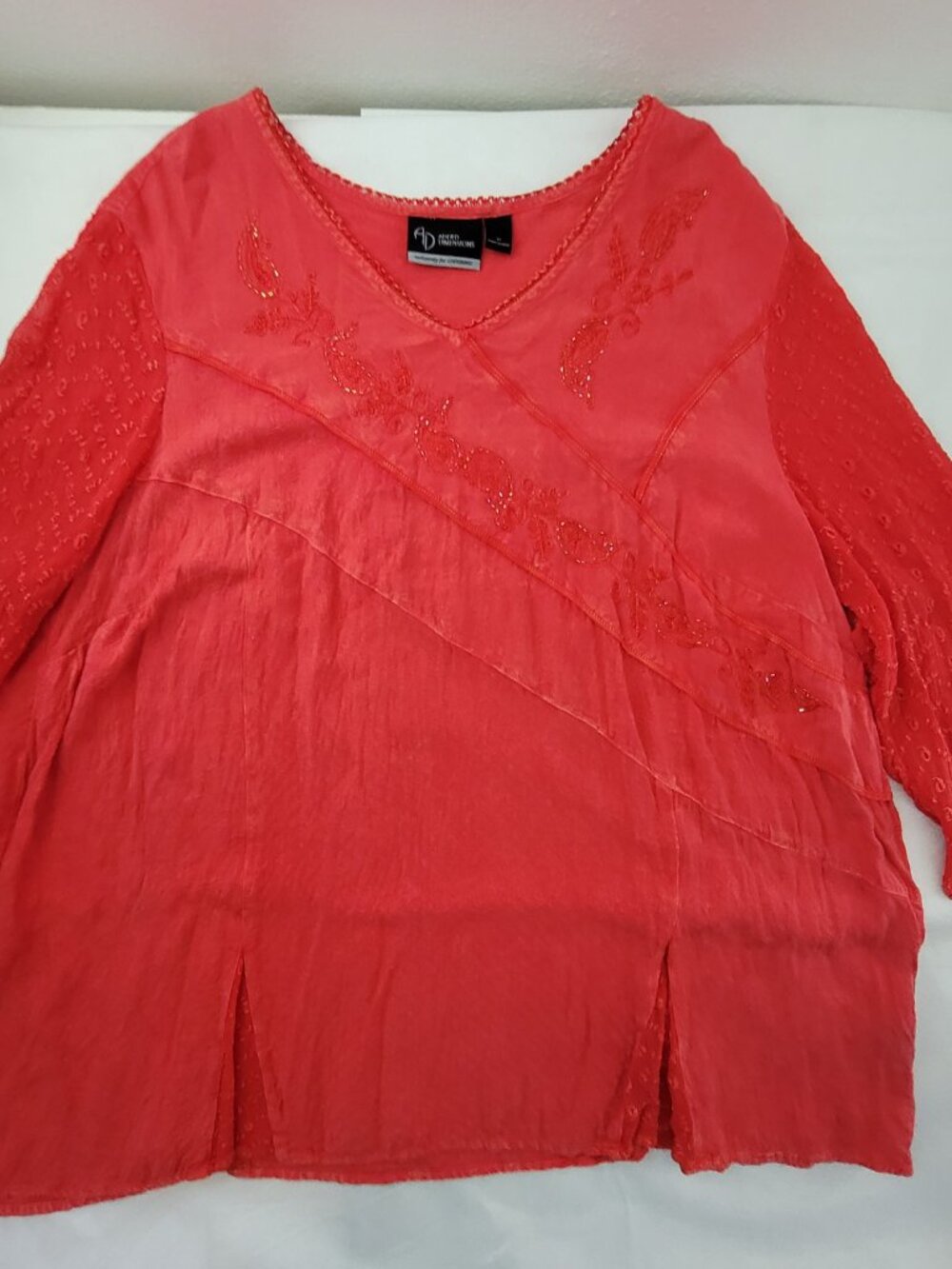 Catherines Outfit 3X Red Beaded Embroidered Maxi Skirt & Blouse Top Shirt Set - Picture 4 of 16